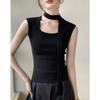 2025 Autumn/Winter New Fashionable Style French U-neck Sleeveless Tank Top Knitted Shirt Women's Age Reducing Tank Top Interior Bottom