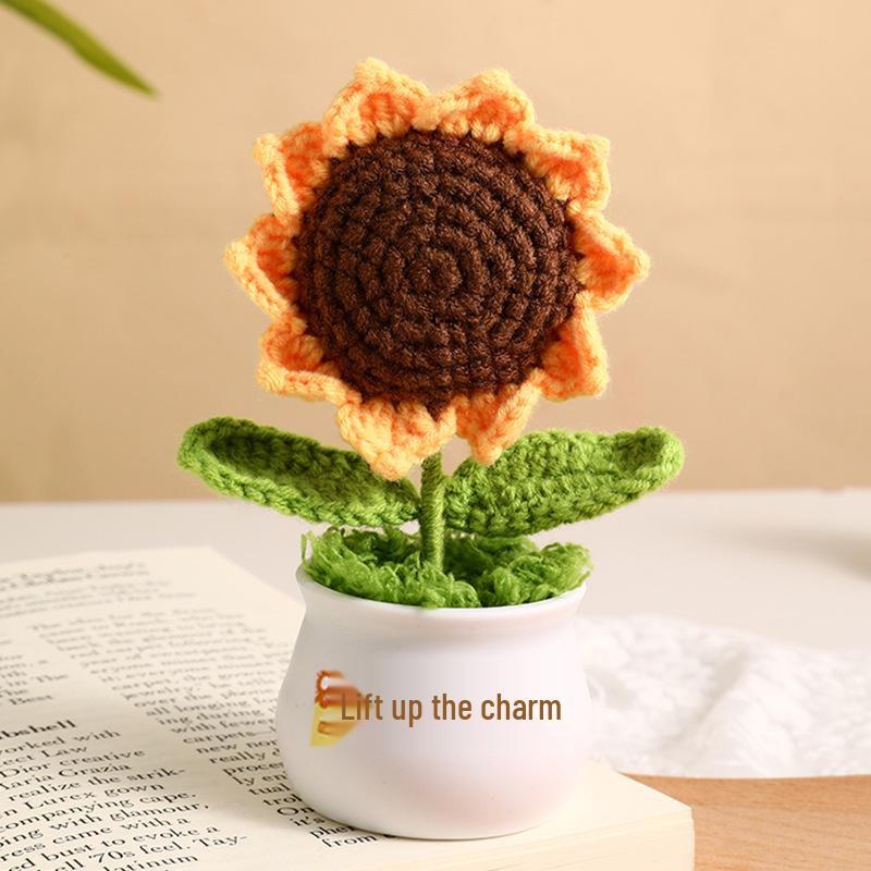 Handmade Sunflower Desk Decoration - Woven Bouquet Gift for Students & Girls