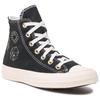 Converse Chuck Taylor All Star Повседневные Универсальные Высокие Эспадрильи Женские Черно-Белые с Принтом Золотой Фольгой