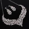 Wedding Bridal Queen Style Fully Shiny Rhinestone Necklace Earrings Jewelry Set