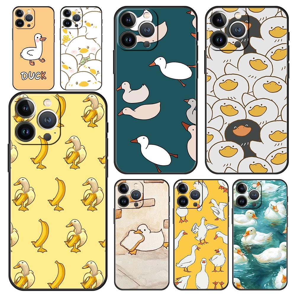 Cartoon Duck Goose Game Luxury Phone Case For iPhone 15 14 13 12 Mini 11 Pro Max XS X XR SE 7 8 Plus Soft Silicone Black Cover