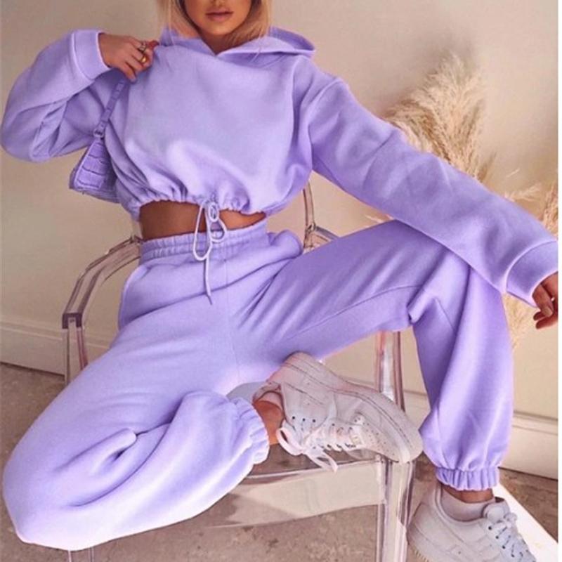 2Pcs/Set Sport Casual Outfit Fall Clothes for Women Sweatshirt Jumper Top Sweatpants Sets Tracksuit