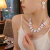 Европейский стиль Zircon Слива Цветок Ожерелье и Серьги Набор