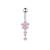 Heart-Shaped 5-Piece Pink Zircon Belly Button Ring Set for Piercings.