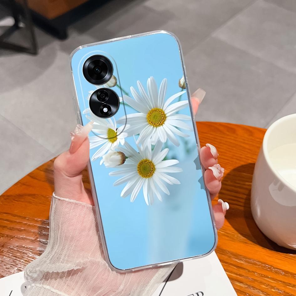 Чехол для OPPO Realme C63 C61 Reno12 Pro A60 A59, силиконовый чехол из мягкого ТПУ с популярным цветочным узором, противоударный бампер с защитой от падения, чехол для OPPO Capa