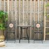 3-Piece Garden Furniture Set with 2 Folding Chairs and 1 Coffee Table. Made of Metal and Ceramic