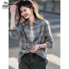 Women's Casual Plaid Long-Sleeve Shirt Jacket
