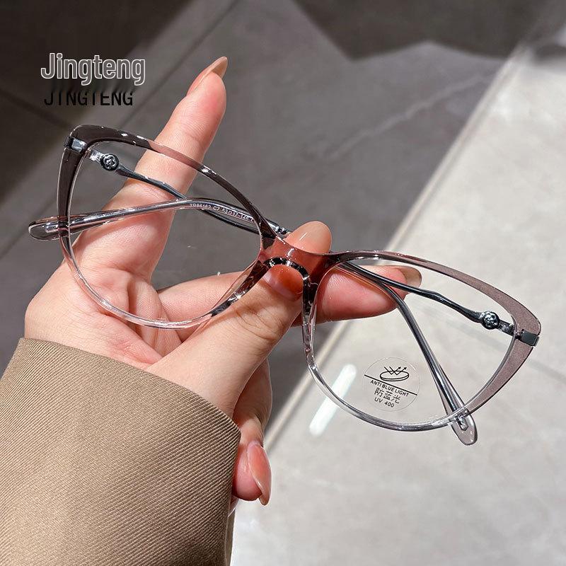 Элегантная женская оправа для очков «кошачий глаз»-бабочка - Цветочная, Большая, Стройнящая, Защита от синего света, Очки без диоптрий