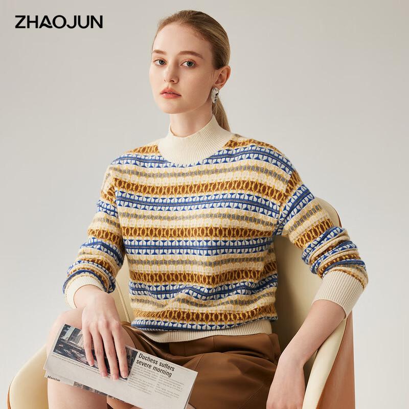 Женский джемпер Zhaojun из кашемира с узором Fair Isle, с полувысоким воротником