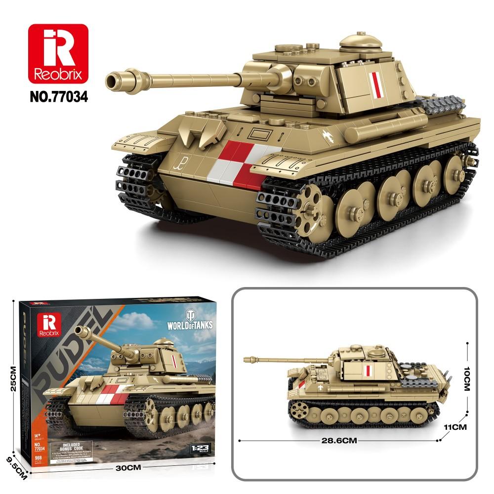 Non-Toxic 969Pcs Pudel Tank Building Blocks 1:23 Scale 360 Turret Military World Of Tanks Series Model Bricks Kids Toys Holiday Gifts