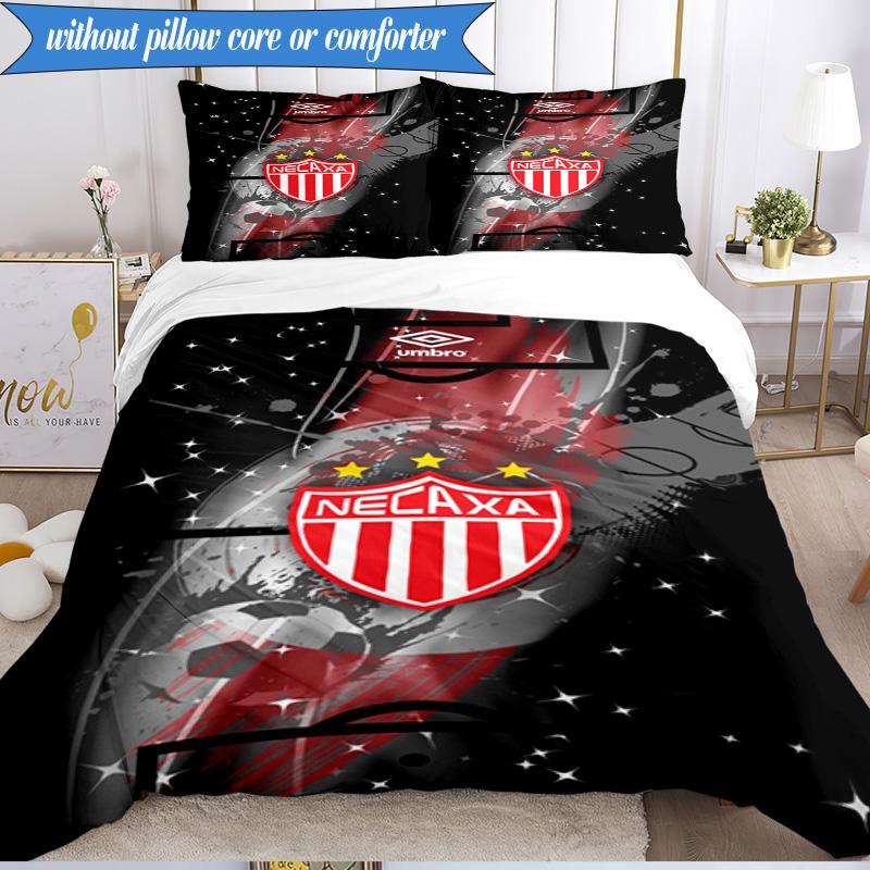 3PCS Football Crest Heartbeat Printed Soft Bedding Set,Including 1pc Duvet Cover And 2pcs Pillowcases Perfect for Bedroom, Dormitory, Fan gift