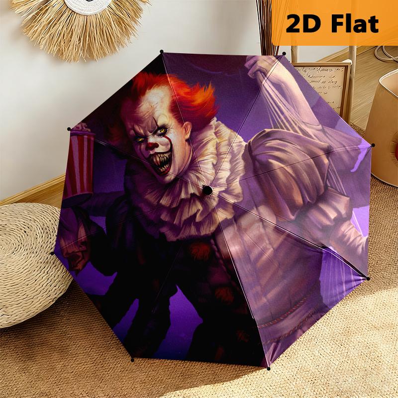 1pc horror movies Foldable Umbrella with Durable Iron Frame, 8-Rib Structure - Perfect for All Seasons Home and Travel Use, Multi-Functional Design