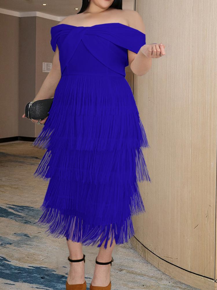 Платье с открытыми плечами, белая бахрома, вечерние наряды, элегантные женские коктейльные платья на день рождения, свадьбу, большие размеры, платья