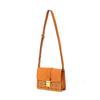 MCM Cognac Visetos & Leather Flap Crossbody Satchel Bag with Gold Hardware for Daily Use
