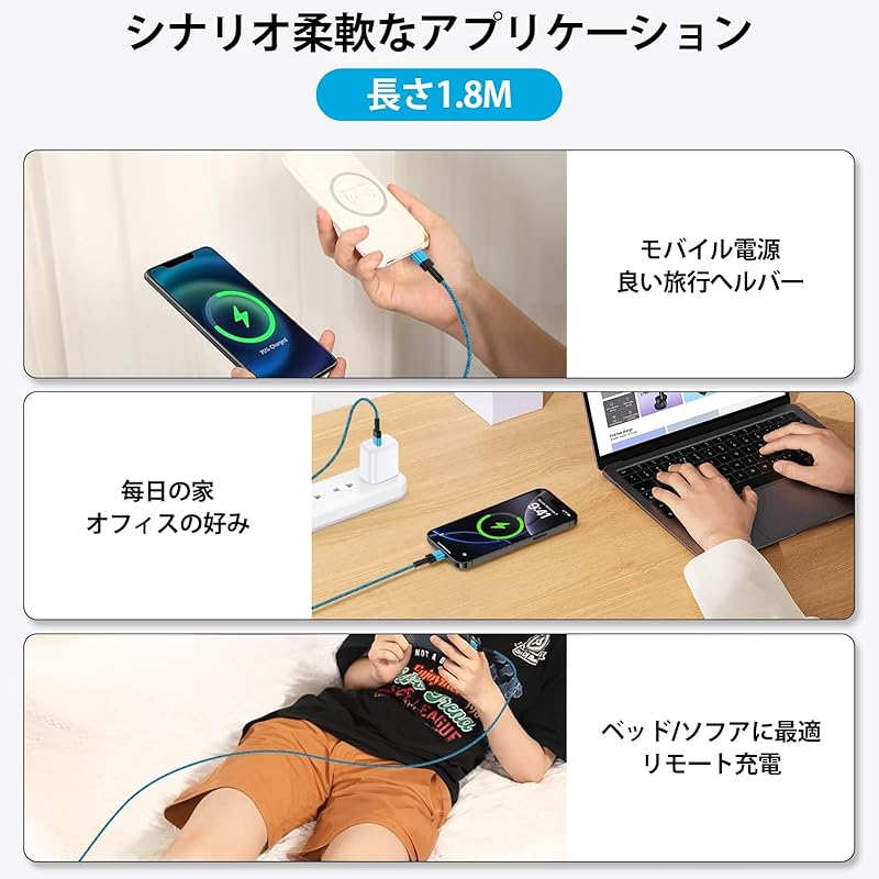 Оригинальный кабель USB C для iPhone 16, 1,8 м, совместимый с PD, 20 Вт, кабель для быстрой зарядки, USB-C и передача данных, высокая прочность, предотвращение отключения