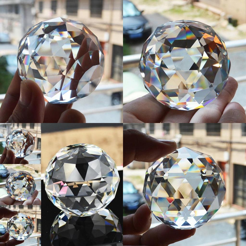 Stunning Clear Cut Crystal Sphere 50mm Faceted Gazing Ball Prisms For Decorative Suncatcher