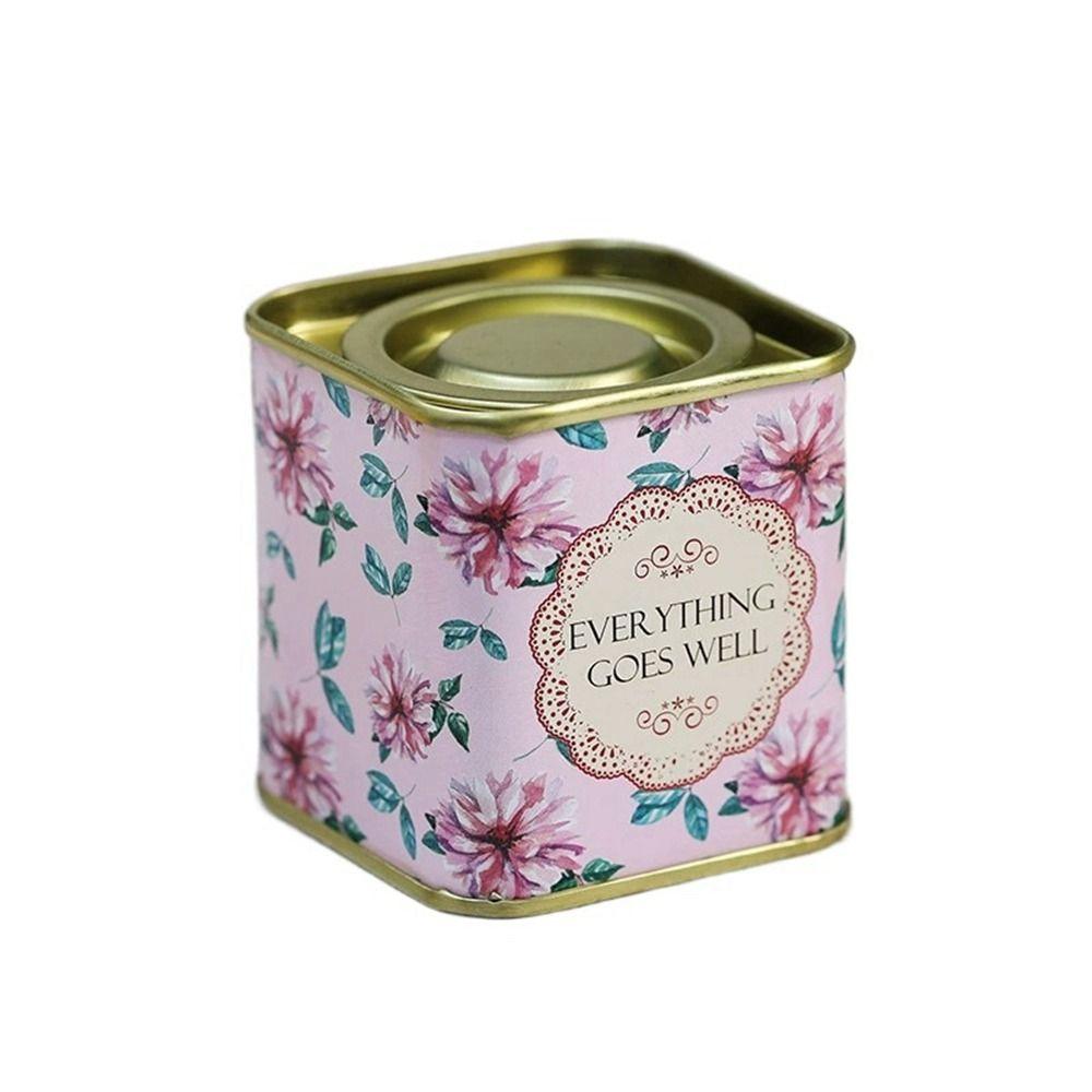 Квадратная жестяная коробка для чая, маленькая металлическая банка для чая, винтажный чай