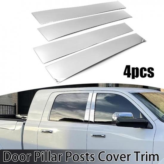 Chrome Car Door Window Pillar Post Covers Stickers Fits Dodge Ram 1500 2009-2018