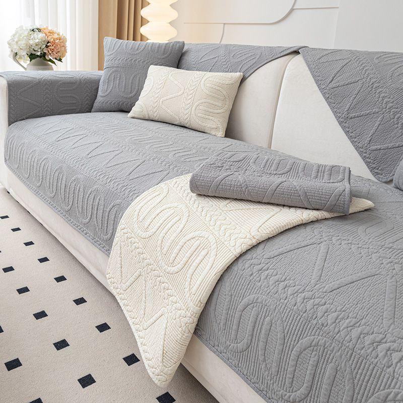 Nordic Simple Sofa Cushion Pure Cotton Four Seasons Non-Slip Seat Cushion Modern Summer Universal Cover Cloth Towel Leather Sofa Cover