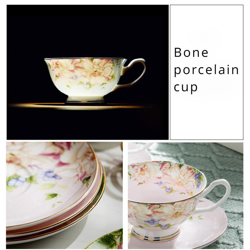 Цветочные кофейные чашки и блюдца с ложкой, 170 мл, фарфоровая чашка с золотой отделкой для капучино, латте, чайные чашки из костяного фарфора для вечеринки, послеобеденного чая