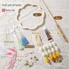 Silk Fan DIY Materials, Traditional Crafts for Children, Handmade Silk Cocoon Ancient Style Chinese Style Round Fan Frame Embroidery Kit