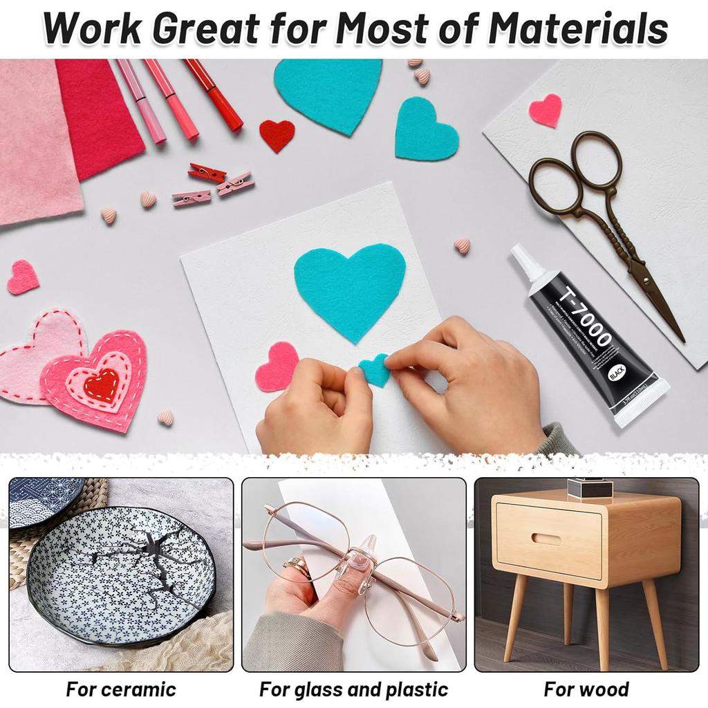 2PCS T 7000 Pone Repair Glue, Multipurpose T-7000 Glue Black Adhesive for Phone Screen Repair, Craft, Wooden, Leather, Shoes