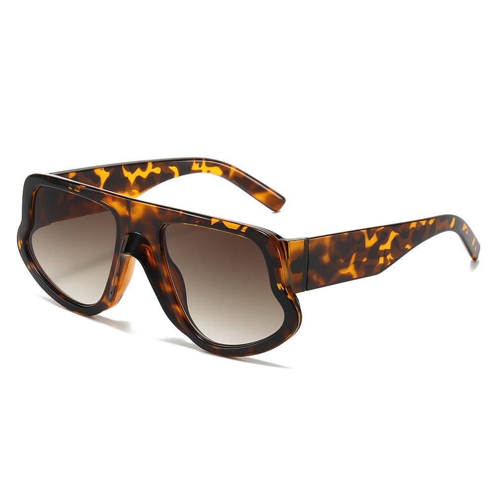 New Luxury Irregular Round Frame Leopard Gradient Women Sunglasses Wide Leg Design Personality Trend Men Sun Glasses Uv400