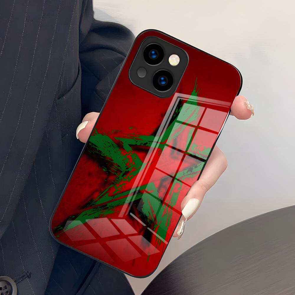 Чехол для телефона с флагом Марокко для iPhone 17 Pro Max 15 Pro 16 14 Plus 12 13 Mini 11 Pro Ударопрочная стеклянная крышка