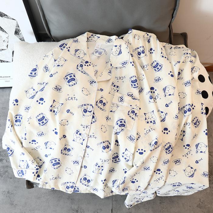 Женский пижамный комплект с рисунком медведя из мультфильма, осенняя пижама для женщин в стиле Харадзюку, повседневная домашняя одежда, одежда для сна