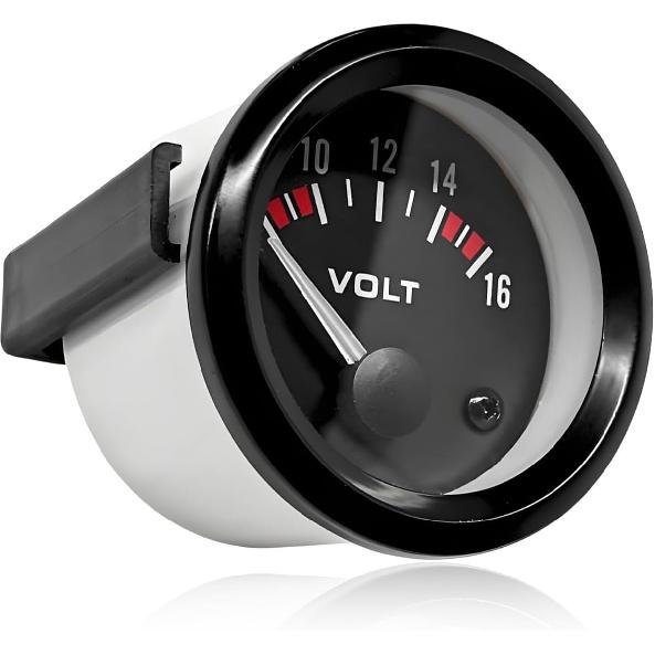 2" 52MM Car Voltage Gauge, DC 12V 8-16V Pointer Voltmeter with Backlight, Universal LED Light Voltage Meter Digital Volt Gauge for Trucks SUVs RVs,