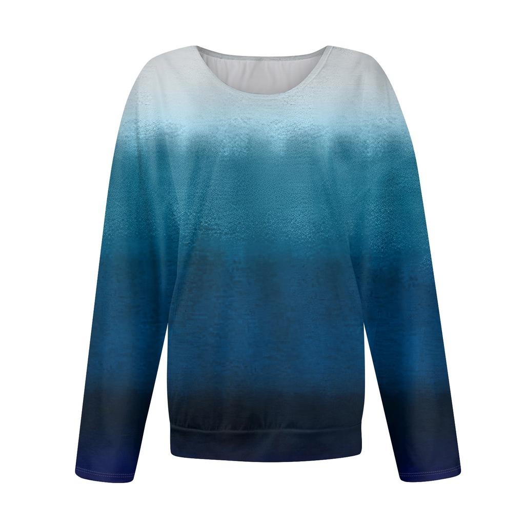 Women's Fashionable Casual Long Sleeved Printed Off Shoulder Round Neck Top