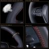 Черный чехол на руль из натуральной кожи для Toyota RAV4 2013-2018 Toyota Corolla 2014-2017 Auris 2013 2014 2015 2016
