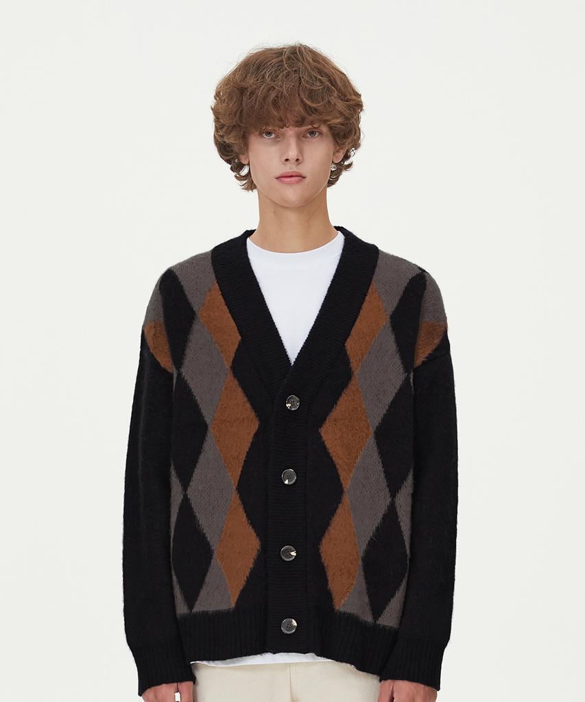Кардиган Blond9 с фактурой argyle_Черный