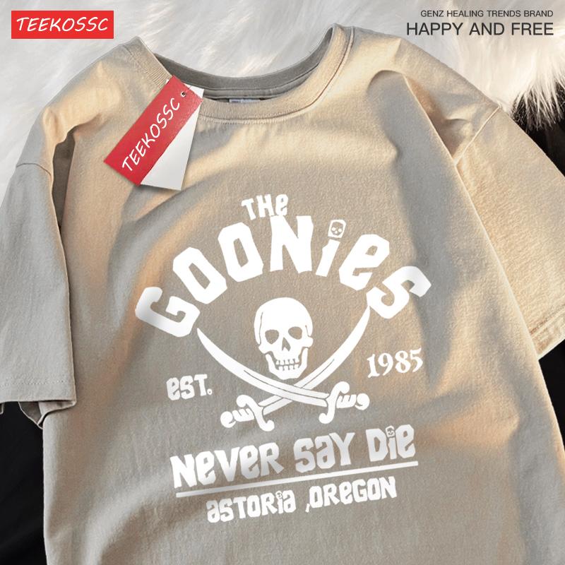 Футболки The Goonies Never Say Die Мужские Женские Удобная Футболка с Круглым Вырезом Дышащие Хлопковые Футболки Уличная Свободная Парная Одежда