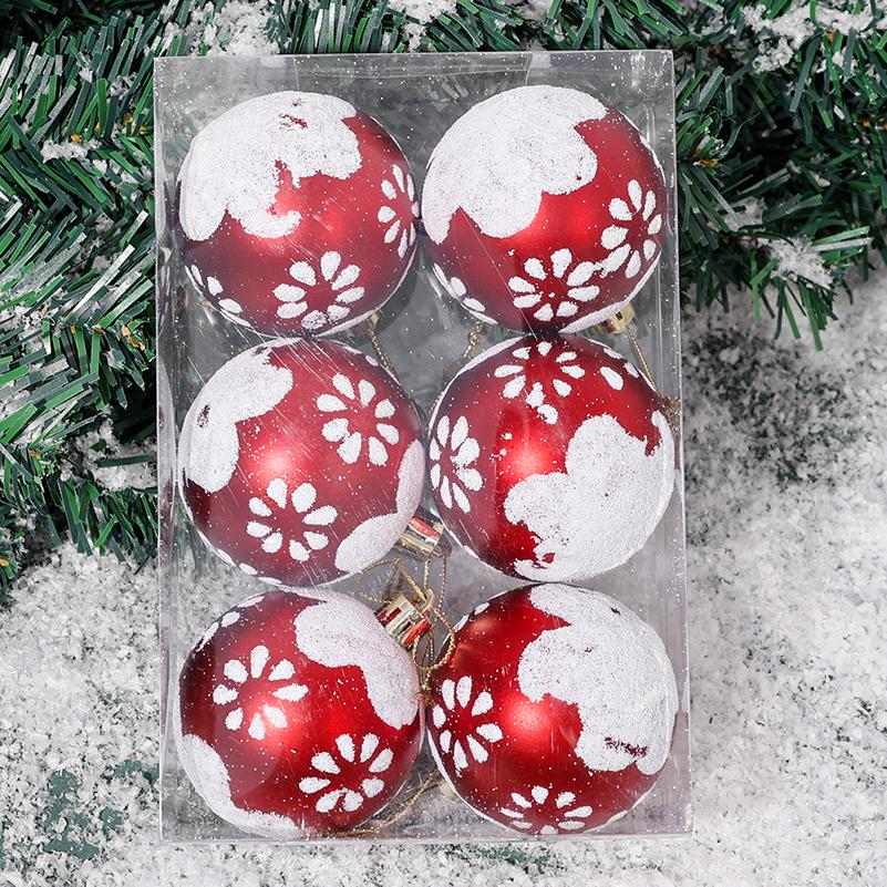 6/24pcs Colored Painting Christmas Balls Glitter Christmas Tree Hanging Pendant Ornament Home New Year Party Gift Decoration
