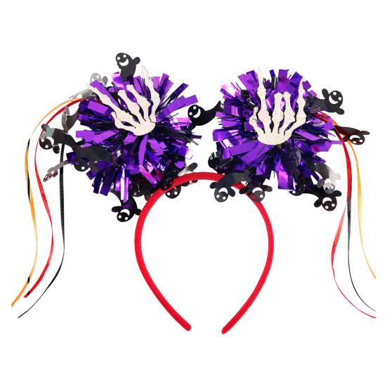 Halloween Headband Pumpkin Spider Tassel Women Headpiece Spooky Skeleton Ribbon Headwear Cosplay Accessory Party Supplies