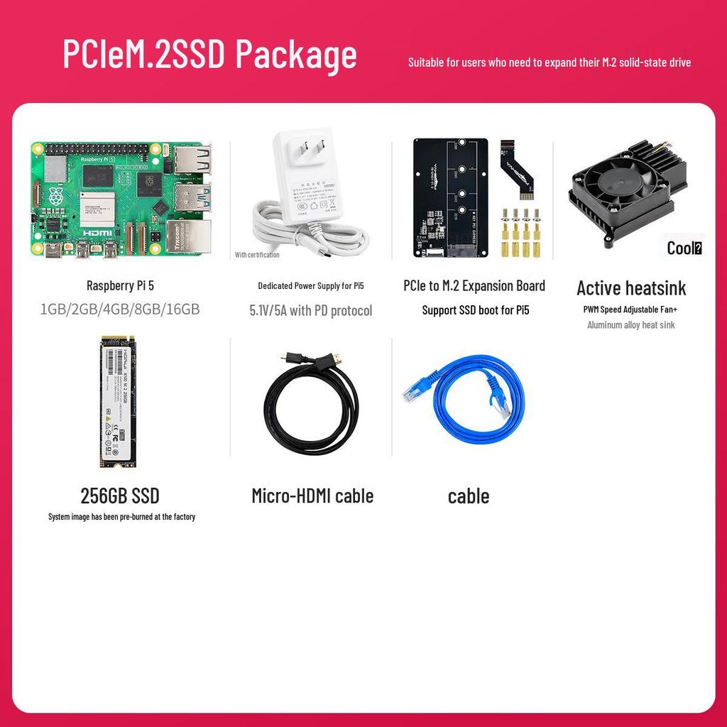 Плата для разработки Raspberry Pi 5-го поколения - Набор для ИИ 4B с OpenClaw для программирования на Python