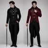 Medieval Vintage Tuxedo Coat Men Halloween Party Costume Solid Color Black Red Stage Wear