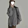Lazy Style Retro Round Neck Pullover Loose Solid Color Outside Inside Bottom Thick Sweater Women