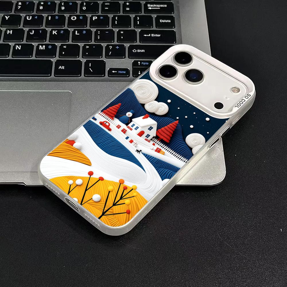 Чехол для телефона с картиной зимнего пейзажа для iPhone17 16 15 14 13 12 11 Pro/ Max/Plus ударопрочная задняя крышка защита от отпечатков пальцев