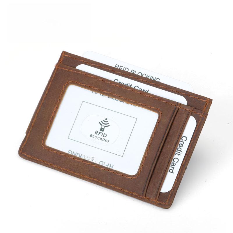 Мужская кожаная визитница Crazy Horse с антимагнитным зажимом для долларов