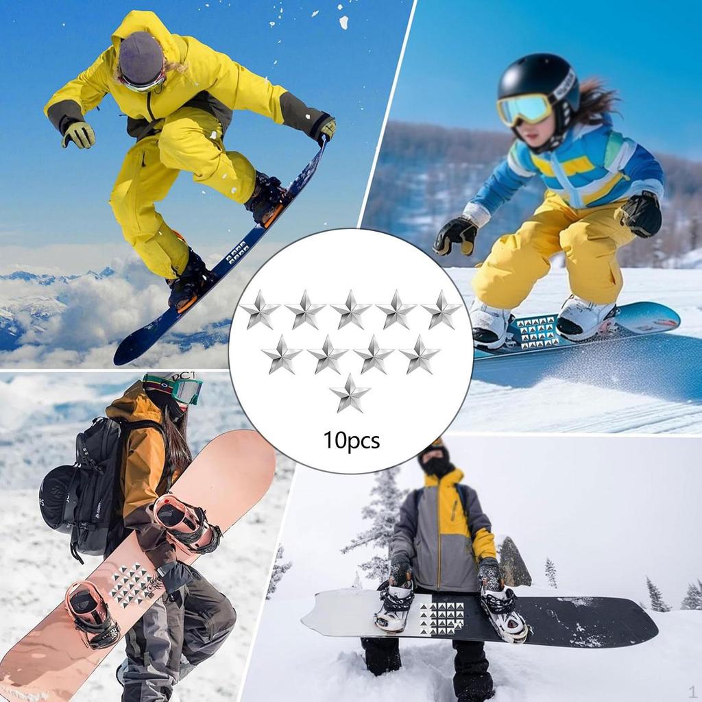 10 Pieces Snowboard Stomp Pads Accessory Enhanced Grip Alloy Sturdy Anti Slip Step Pad Snow Board