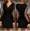 Women's Mesh V-neck Sequin Fashion Elegant Dress Slim Fit Sexy Dress