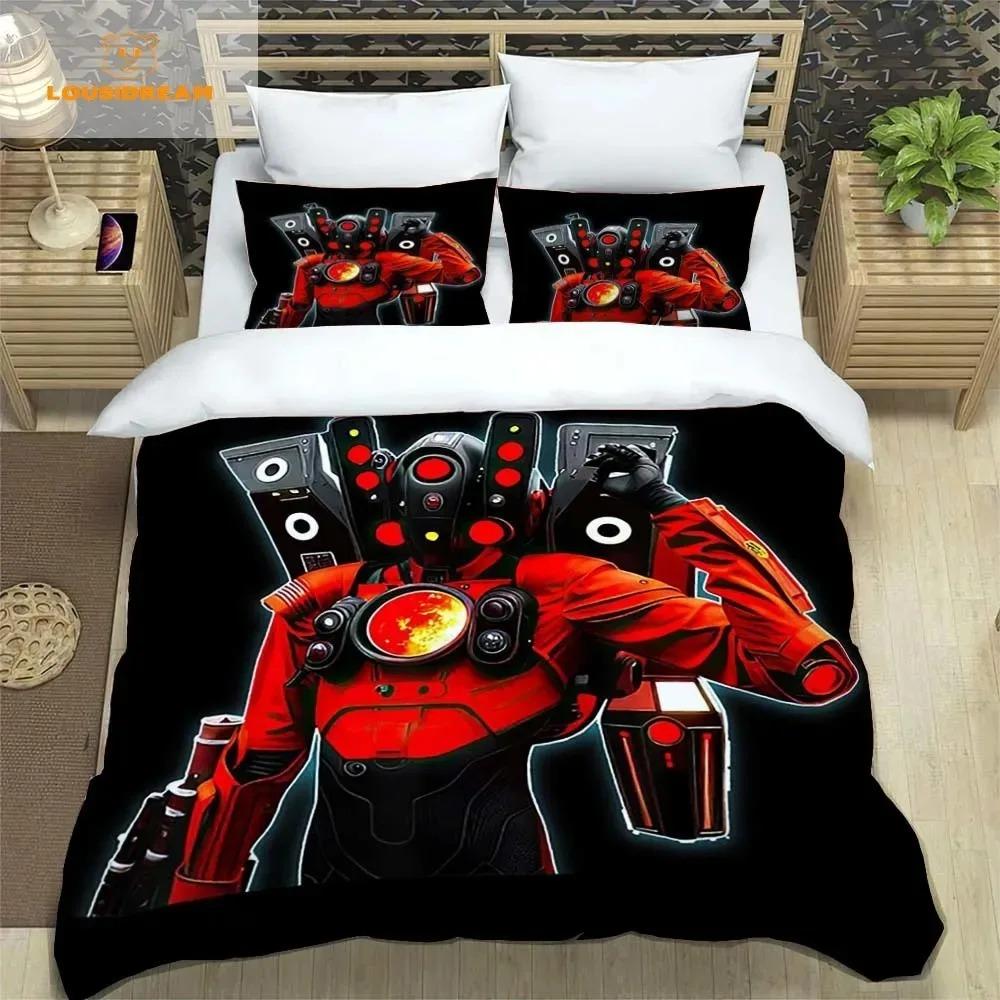 Skibidi Toilet Funny Kprl Speaker Cartoon Duvet Case Pillowcase Beddding Set Twin Full King for Boys Adults Bedroom