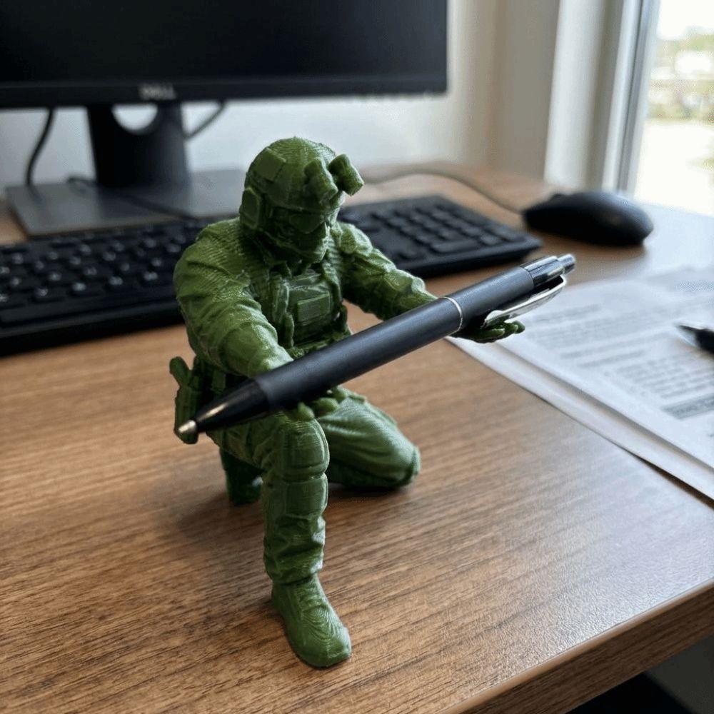 Unique Soldier Pen Holder Plastic Special Forces Figure Warrior Ornament Stationery 3D Printed Pen Stand Home Office