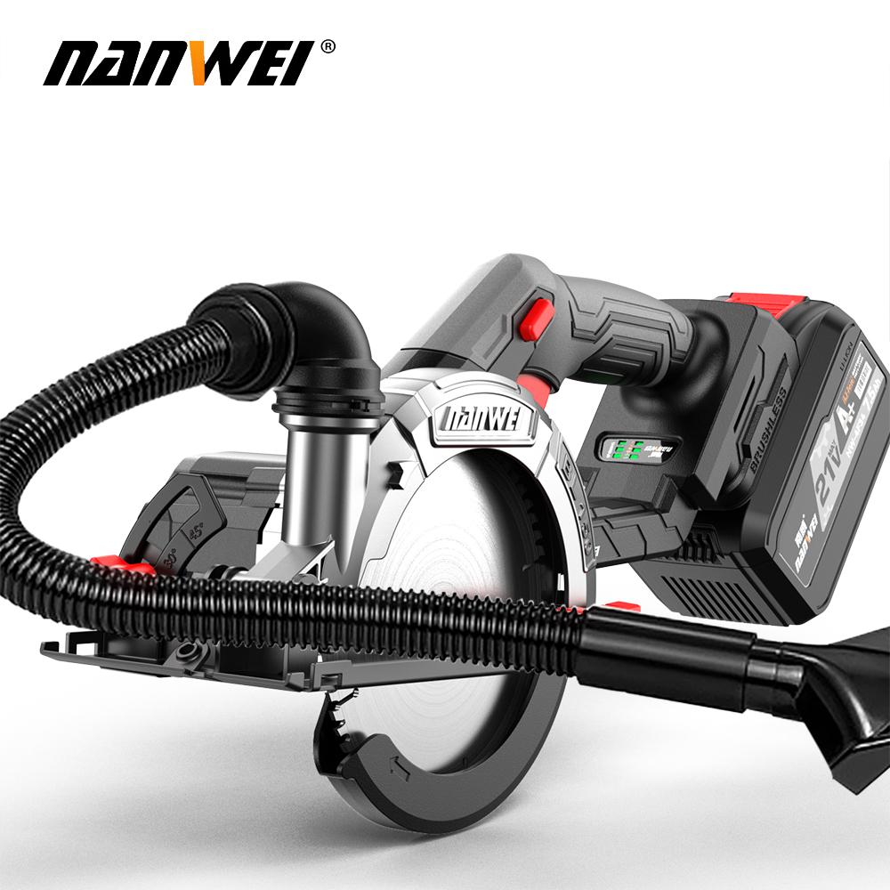 NANWEI Электрическая дисковая пила 6", бесщеточная, 21 В, регулируемый угол, 6800 об/мин