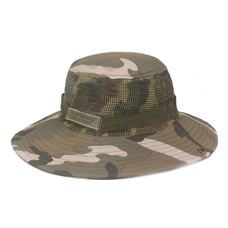 Camouflage Hat Men's Summer Breathable Fisherman Hat Big Rim Sun Hat Outdoor Sunscreen Hat Foldable Basin Hat