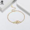 ORSA JEWELS Модный браслет-цепочка из стерлингового серебра 925 пробы с двойным сердцем для женщин, девушек, мам, лучший подарок на день рождения SB135