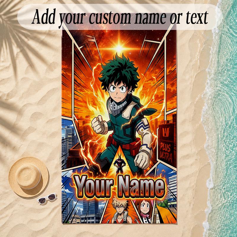 Beach TowelMy Hero Academia Custom Name Text Personalized Soft Towel for Beach Pool Indoor Home Decor Gift