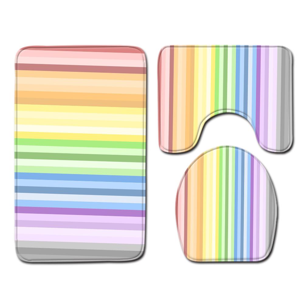 Линия Туалетный Коврик для пола Трехкомпонентный Коврик для ванной 3 предмета Придверный коврик